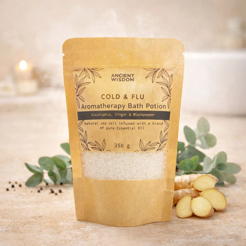 Aromaterapinė vonios druska „Cold & Flu“ (350 g)